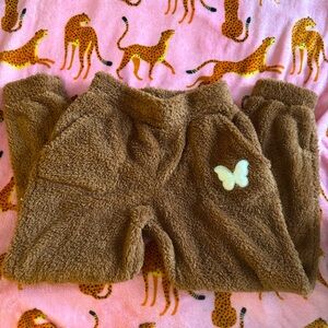 Brown fluffy sweatpants